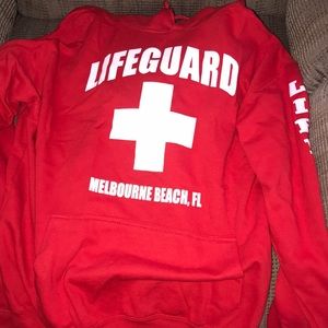 Red oversized hoodie